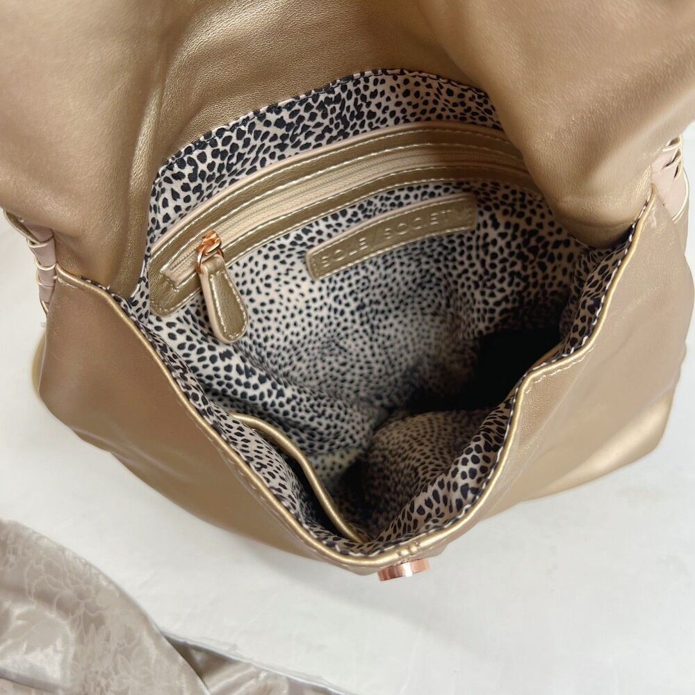 Sole Society Gold Faux Leather Foldover Backpack Bag - Picture 4 of 8
